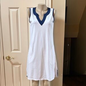 Talbots White with navy accent Dress, med